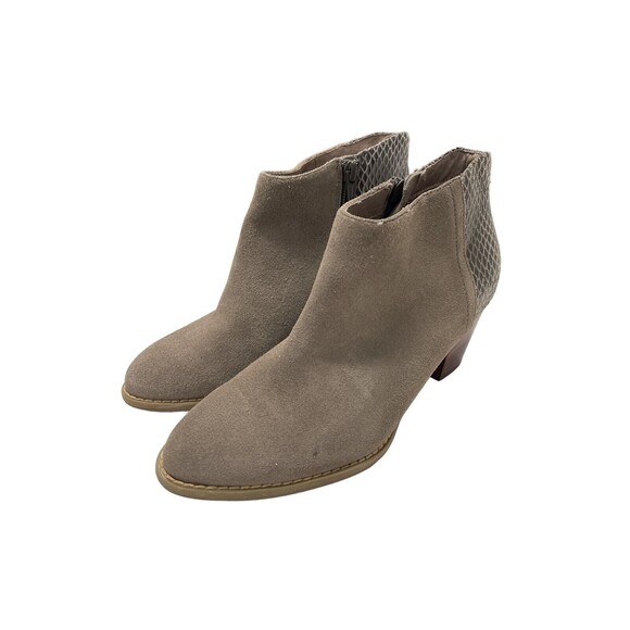 Vionic GREIGE Ankle Boots 322 BROMLEY Suede Faux Snake Size 6 TAN Booties - Picture 2 of 10